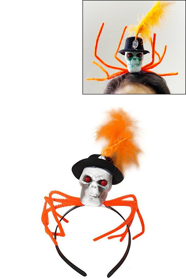 Hapyy Halloween Kuru Kafa Taç, Cadılar Bayramı Korkunç Parti Taçı Aksesuarları 22x23 cm