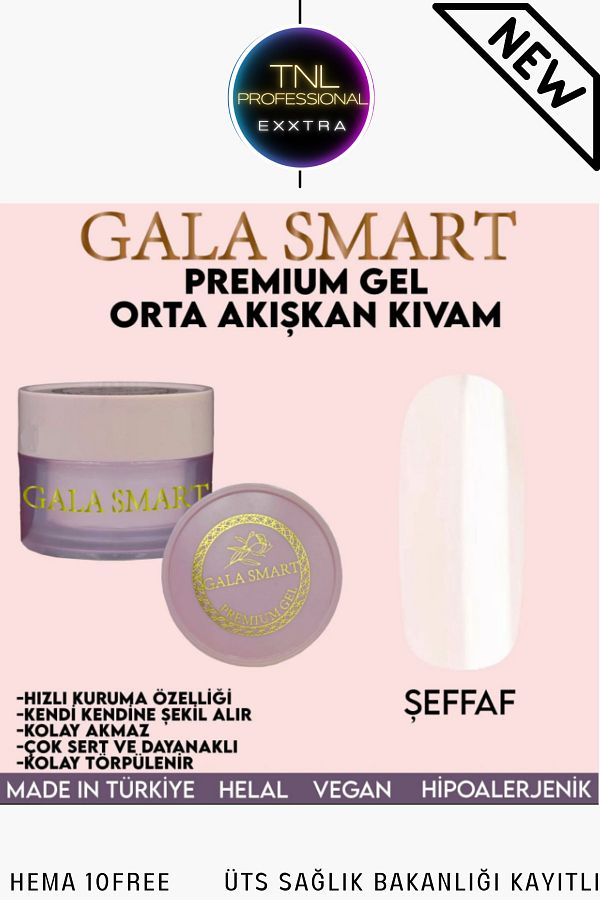Gala Smart Protez Tırnak Jeli Şeffaf Orta Akışkan Kıvam 50 gr Jel Tırnak Güçlendirme