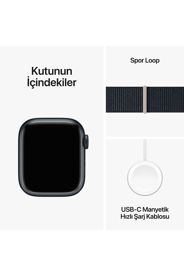 Apple Watch Series 9 GPS 41mm Gece Yarısı Alüminyum Kasa ve Gece Yarısı Spor Loop - Görsel 10