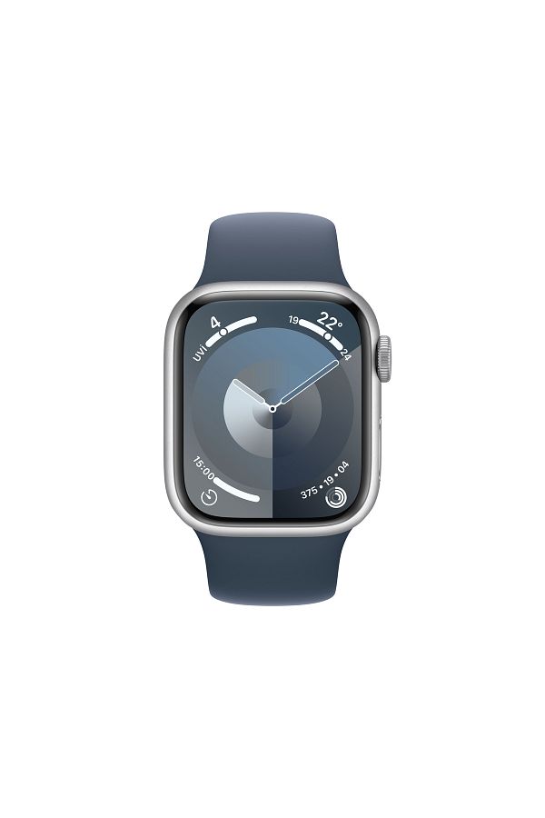 Apple Watch Series 9 GPS 41mm Gümüş Alüminyum Kasa ve Fırtına Mavisi Spor Kordon - M/L - Görsel 2