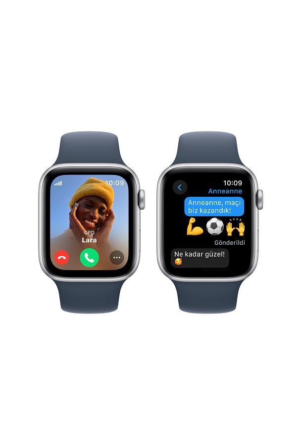 Apple Watch SE GPS + Cellular 44mm Gümüş Alüminyum Kasa ve Fırtına Mavisi Spor Kordon - M/L - Görsel 4
