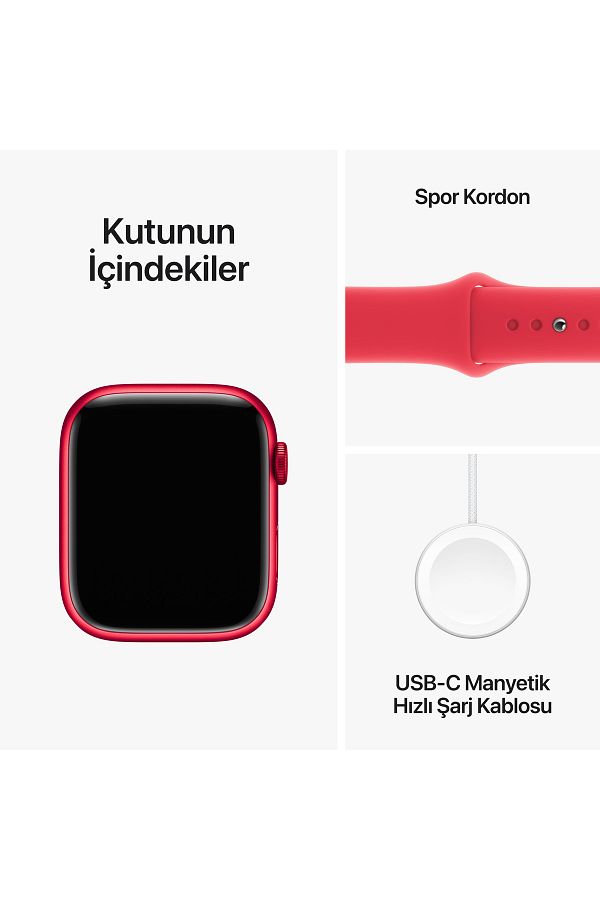 Apple Watch Series 9 GPS 45mm (PRODUCT)RED Alüminyum Kasa ve (PRODUCT)RED Spor Kordon - M/L - Görsel 10