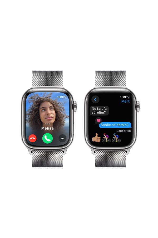 Apple Watch Series 9 GPS + Cellular 41mm Gümüş Paslanmaz Çelik Kasa ve Gümüş Milano Loop - Görsel 6