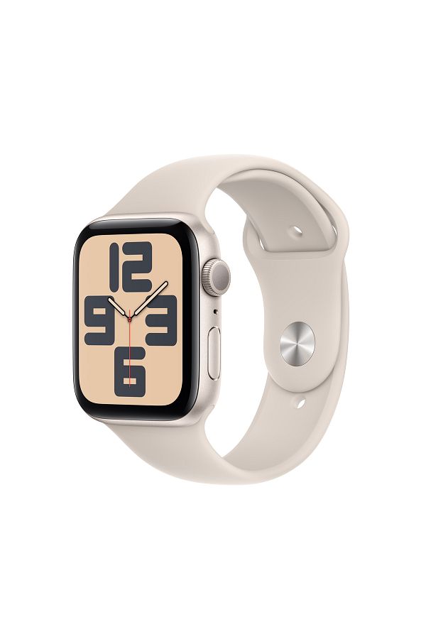 Apple Watch SE GPS 44mm Yıldız Işığı Alüminyum Kasa ve Yıldız Işığı Spor Kordon - M/L