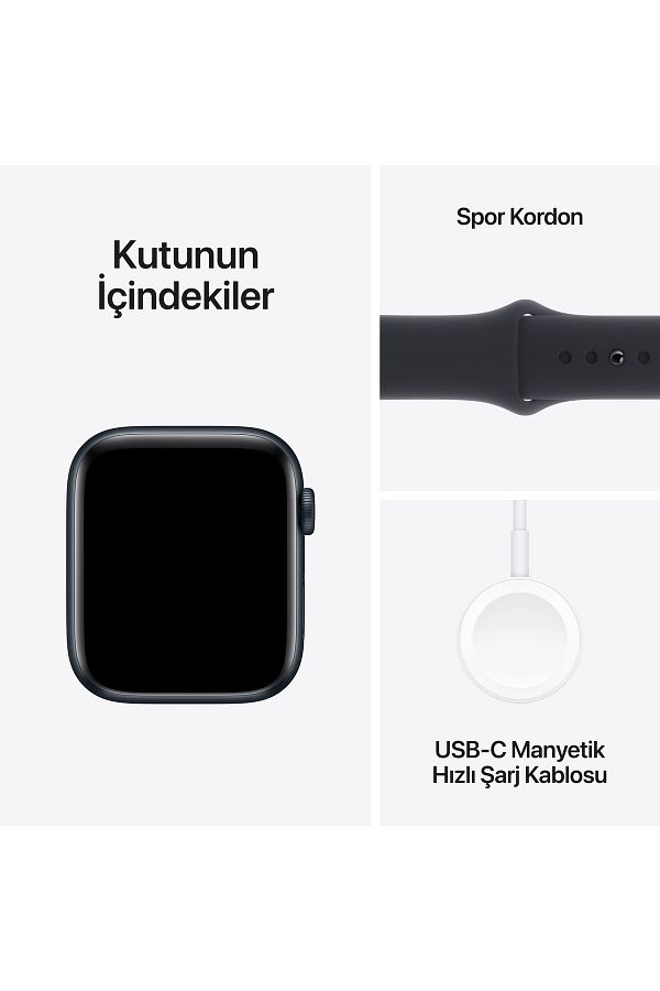 Apple Watch SE GPS 44mm Gece Yarısı Alüminyum Kasa ve Gece Yarısı Spor Kordon - M/L - Görsel 8