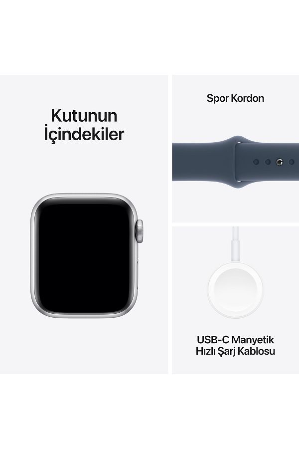 Apple Watch SE GPS 40mm Gümüş Alüminyum Kasa ve Fırtına Mavisi Spor Kordon - M/L - Görsel 8