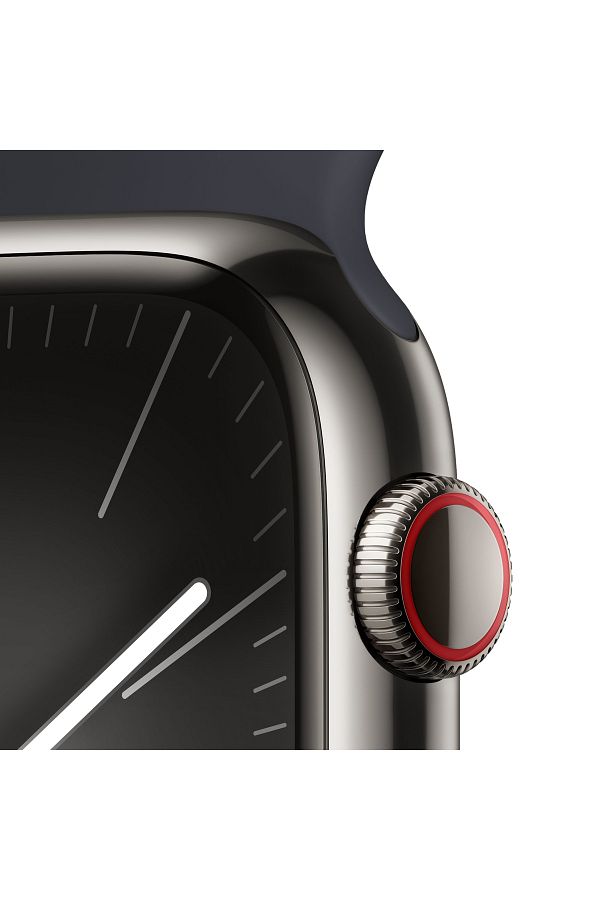 Apple Watch Series 9 GPS + Cellular 45mm Grafit Paslanmaz Çelik Kasa ve Gece Yarısı Spor Kordon - S/M - Görsel 3