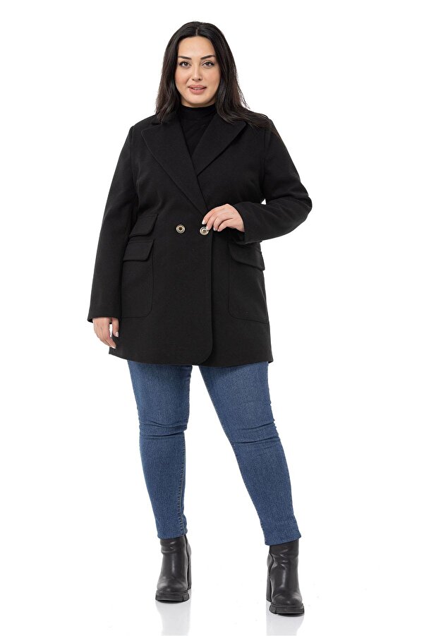 Pocket-detail Lined Short Coat &mdash; Black