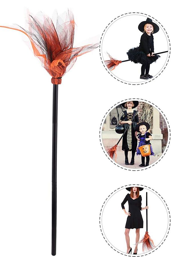 Halloween Cadı Süpürgesi, Cadılar Bayramı Cadı Aksesuarları Kostümleri 90 cm