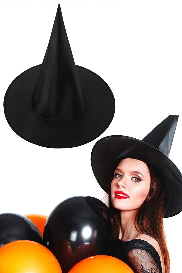 Halloween Siyah Cadı Şapkası, Cadılar Bayramı Cadı Aksesuarları Kostümleri Çoçuk ve Yetişkin