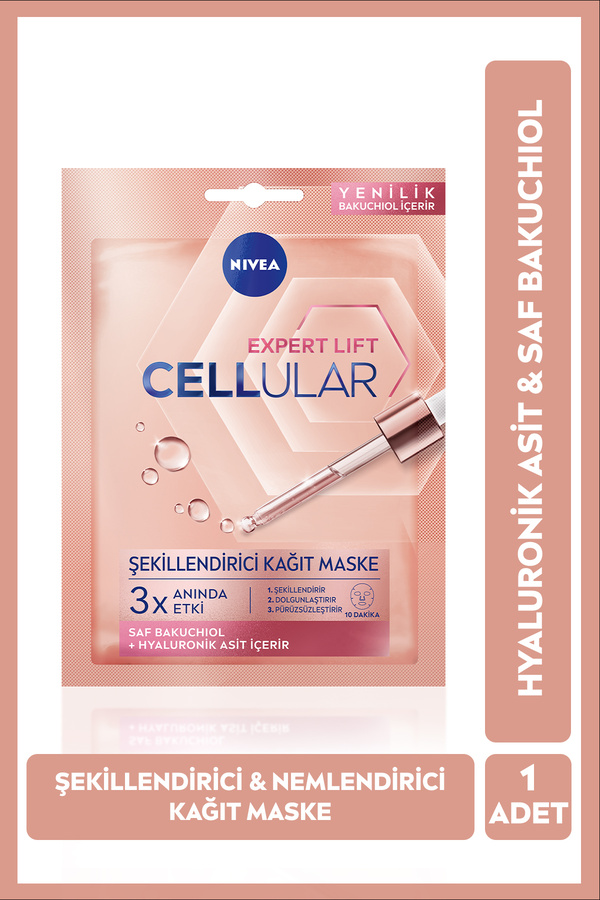 Cellular Expert Lift Şekillendirici Kağıt Yüz Maskesi 1 Adet, Saf Bakuchiol, Hyaluronik Asit