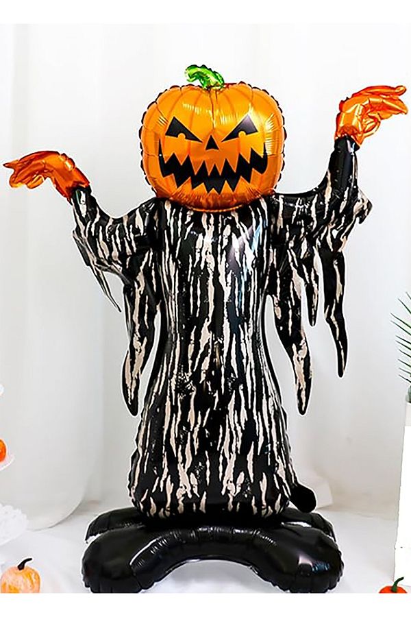 1 Adet Halloween Büyük Balkabağı Korkuluk Folyo Balon, Cadılar Bayramı Korkunç Parti Balonu 86x115cm