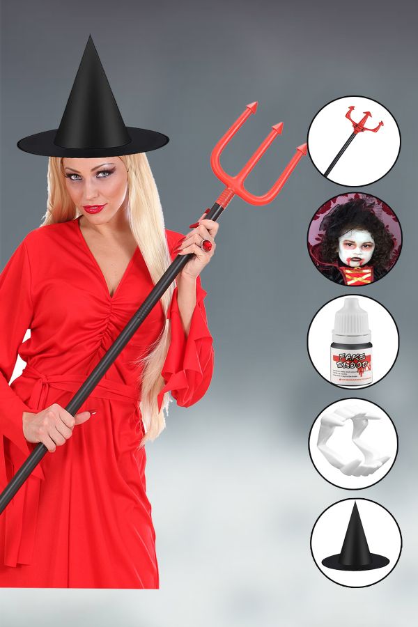 Halloween Plastik Şeytan Zebani Çatalı, Cadılar Bayramı Cadı Kostümü Aksesuarları Şaka Kanı Dişi