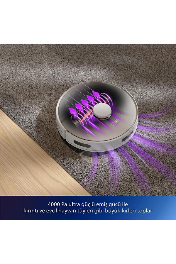Philips 3000 Serisi Islak Kuru Moplu Premium Beyaz Robot Süpürge,4000 Pa,sert Zemin Ve Halıya Uygun