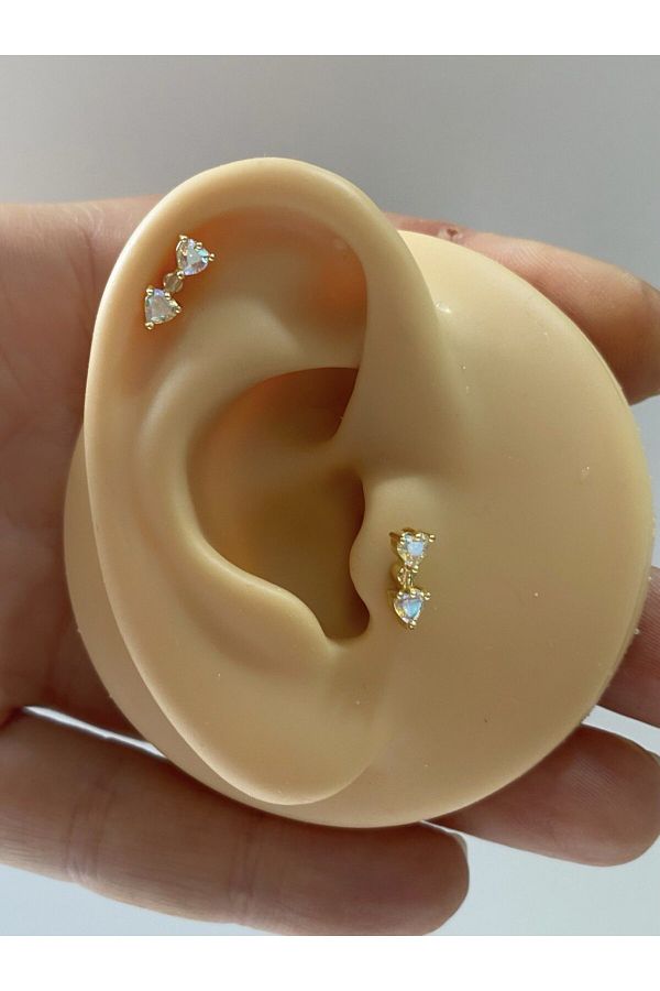 zirkon taşlı arkası düz önden vidalı takmalı tragus kıkırdak conch lobe uyumlu 1 adet piercing küpe