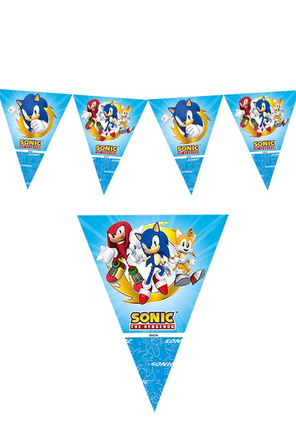 1 Adet Süper Sonik Doğum Günü Flama, Sonic Boom Parti Süsü Dekoratif Banner 2,90 metre