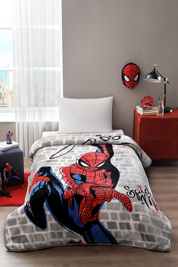 Spiderman Super Hero Disney Lisanslı Tek Kişilik Çocuk Battaniyesi 160x220