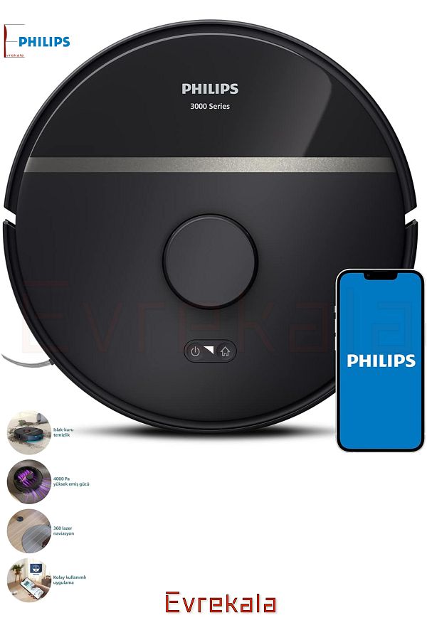 Philips Evrekala Shop Islak-Kuru Robot Süpürge Philips Lazer Teknolojisi 230 dk-Yetkili Satıcı Evrekala-New