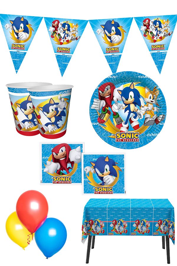 16 Kişilik Süper Sonik Parti Seti Sonik Boom Doğum Günü Parti Seti Sonic