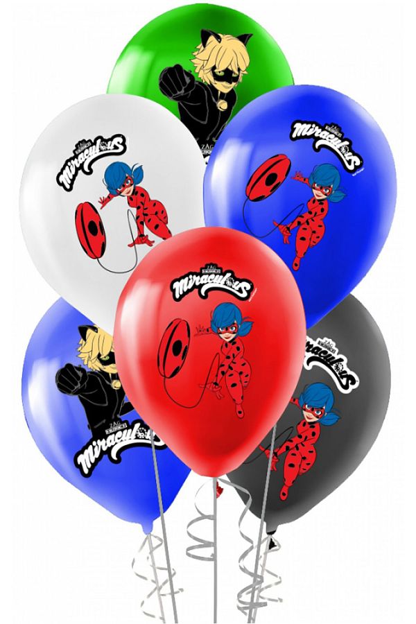 8 Adet Lady Bug Kara Kedi Baskılı Lateks Balon Mucize Uğur Böceği Balon