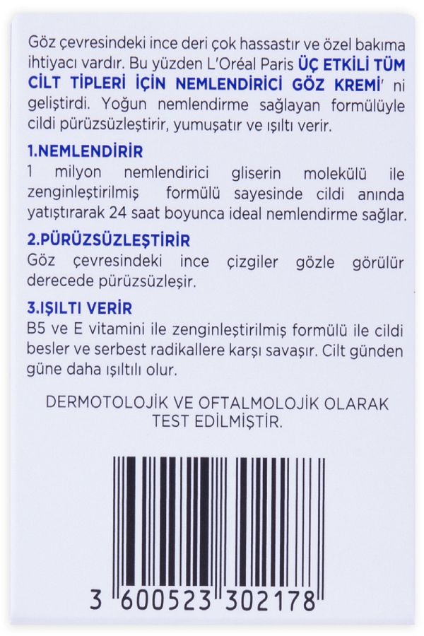 L’oréal Paris 3 Etkili Göz Bakım Kremi 15ml. Kozmetikexpo_3
