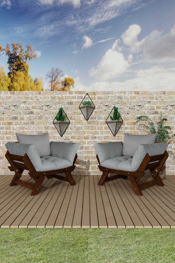Adalar Ceviz-Gri Renk, 1+1 Bahçe Takımı CPT8553-CG