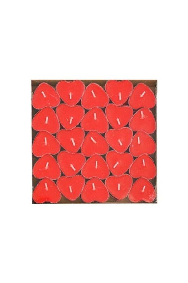 Happland 20 Adet Kırmızı Kalp Şeklinde Küçük Kalpli Tealight Mumlar