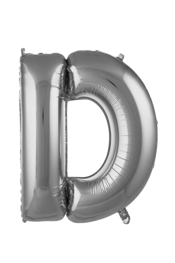 D Harfi Balon 34'' (76cm) Gümüş Renk Folyo Helyum Balon