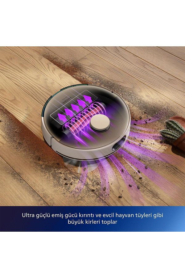 Philips Homerun 7000 Serisi 3'ü 1 Arada (ISLAK, KURU VE MOPLU) 5000Pa Ultra Yüksek Emiş Gücü Robot Süpürge - Görsel 6