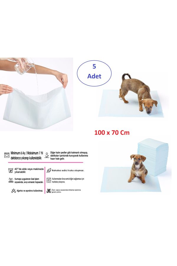 Yıkanabilir Köpek Çiş Pedi - 100 X 70 Cm 5li Paket (0)