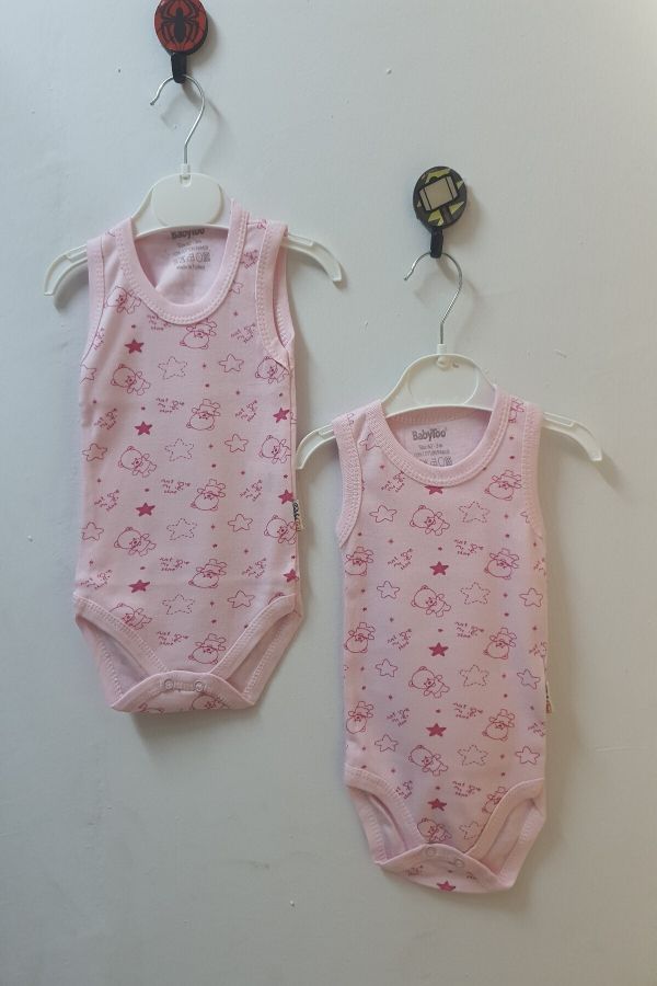 Kız Bebek Desenli İkili Body  3-24 Ay