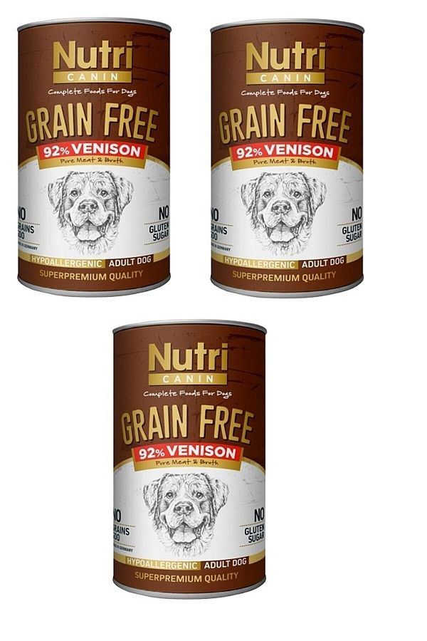 Tahılsız Geyik Etli Köpek Konserve 400 Gr. X 3 Adet Patitalya Petshop