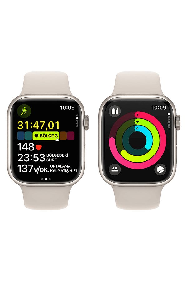 Apple Watch Series 9 GPS MR963TU/A 45 mm Yıldız Işığı Alüminyum Kasa ve Yıldız Işığı Spor Kordon - S/M - Görsel 8