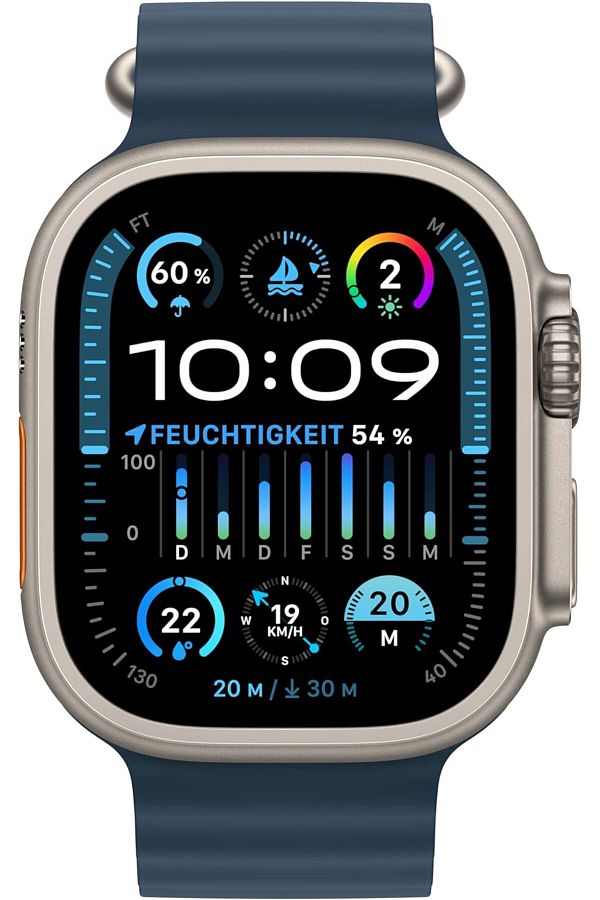 Apple Watch Ultra 2 GPS + Cellular, 49mm Titanyum Kasa ve Mavi Ocean Kordon - Görsel 2