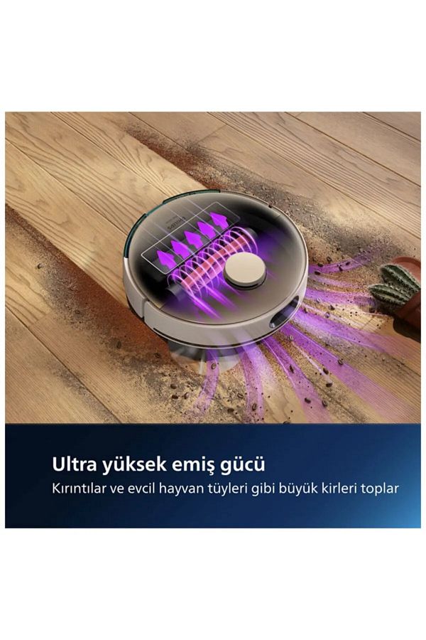 Philips Homerun 7000 Serisi 3'ü 1 Arada 5000Pa Ultra Yüksek Emiş Gücü Robot Süpürge+Mop - Görsel 4
