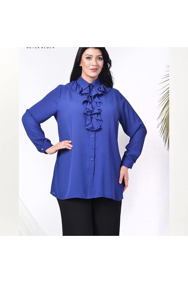 Kalkancı Büyük Beden Bluz 03173Sax