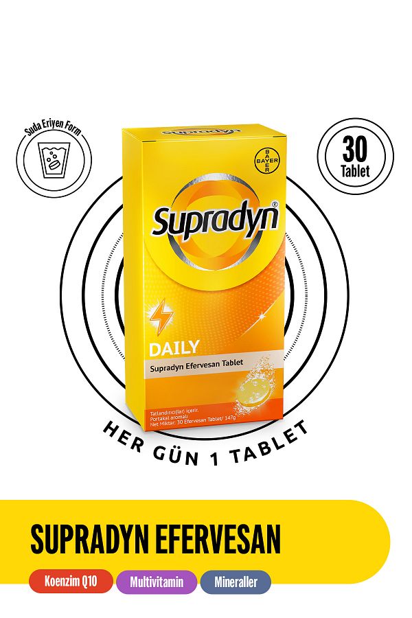 30 Efervesan Tablet | Koenzim Q10, Multivitamin Ve Mineral Içeren Takviye Edici Gıda