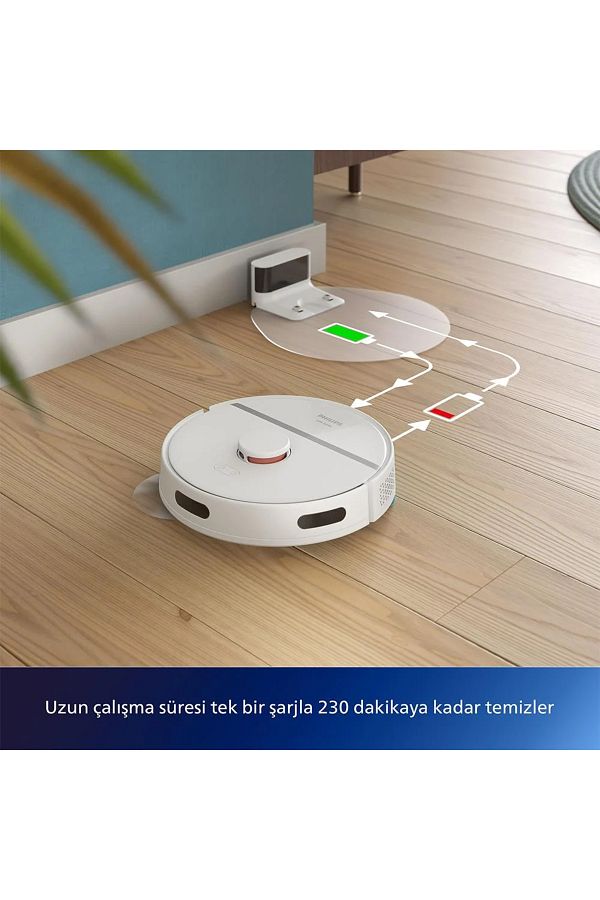 Philips HomeRun 3000 Serisi Islak&Kuru Lazer Haritalandırma Yüksek emiş gücü Robot Süpürge Beyaz