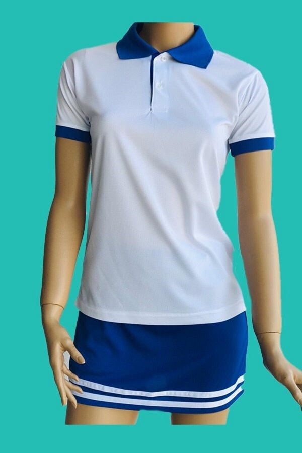 Kadın Beyaz Polo Yaka Spor T-shirt