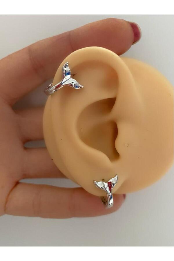 balina kuyruğu helix kıkırdak lobe uyumlu piercing küpe