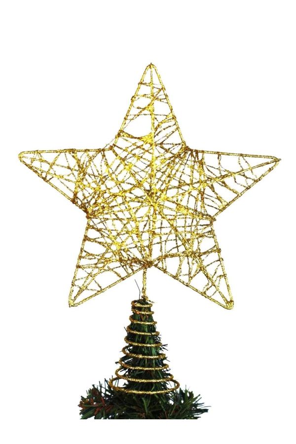 Yılbaşı Çam Ağacı Tepeliği Gold Yıldız Tel Tepelik 30 cm