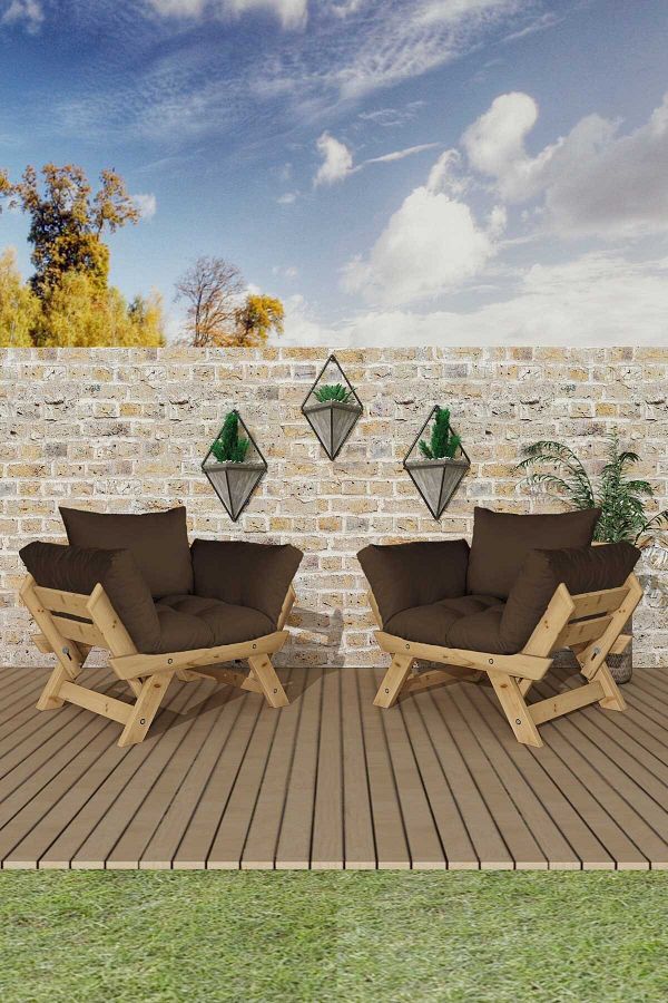 Adalar Natural-Kahve Renk, 1+1 Bahçe Takımı CPT8541-NK