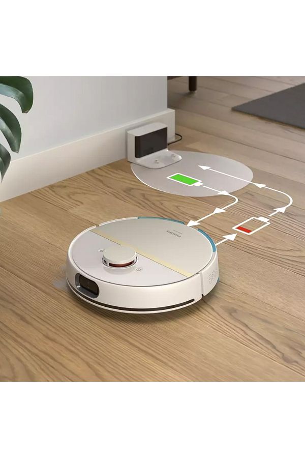 Philips Homerun 7000 Serisi, Beyaz Islak Kuru Robot Süpürge, 5000 PA,Titreşimli Mop,Sert Zemin ve HALI - Görsel 7