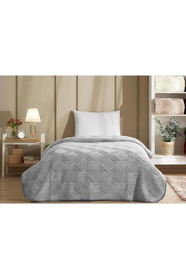 Trendy Art Deco Koyu Gri Çift Kişilik Battaniye