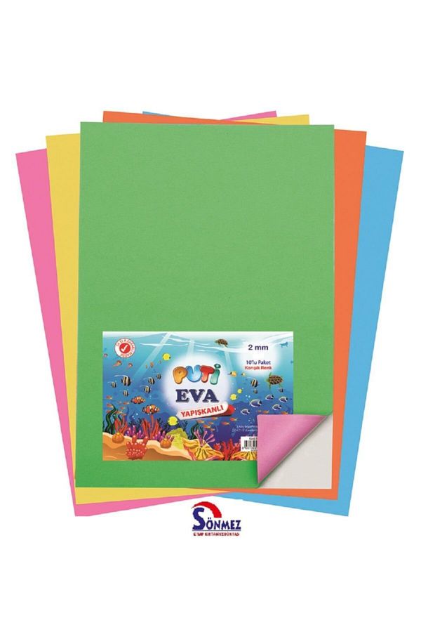 Eva 50cm X 70cm Yapışkanlı 10'lu Karışık Renk Sönmez Kitap Kırtasiye