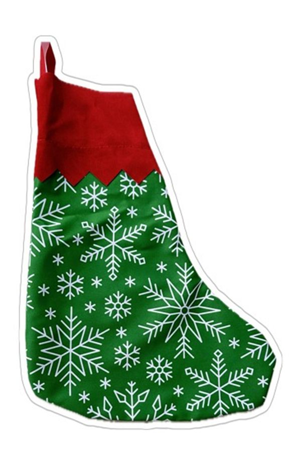 Yeşil Yılbaşı Çorabı Dekor Noel Baba Hediye Çorap Şömine Çam Ağacı Ev Duvar Süsü 37cmx27cm