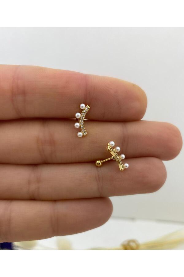 incili zirkon taşlı kıkırdak helix tragus lobe conch uyumlu piercing küpe