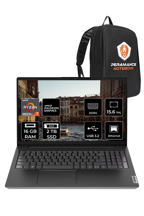 LENOVO V15 G3 Amd R7 5825U 16GB 2TB SSD 15.6" FHD FDOS 82TV004MTX & PER4 ÇANTA