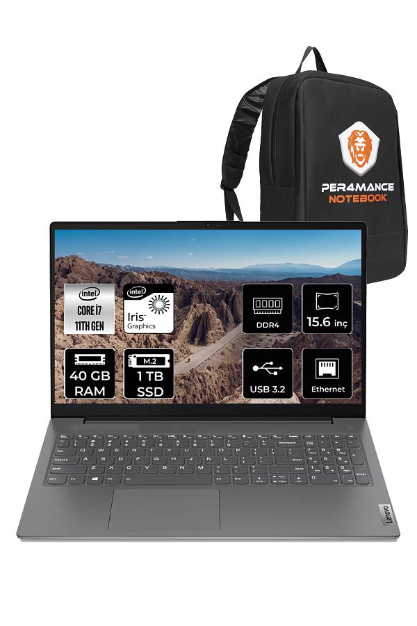 LENOVO V15 i7-1165G7 40GB 1TB SSD 15.6" FHD FDOS Taşınabilir Bilgisayar 82KB00CDTX & PER4 ÇANTA