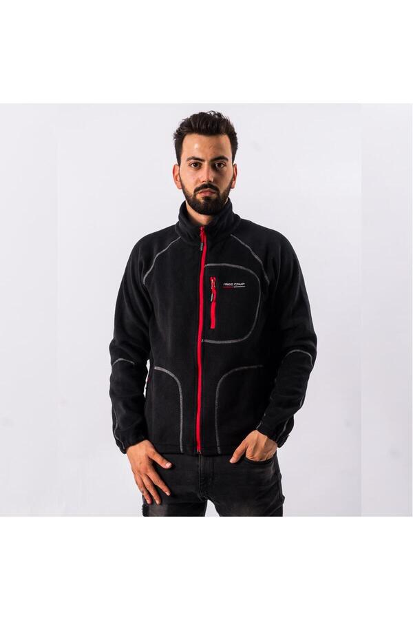 Man Full Zipper Fleece Polar-SİYAH-KIRMIZI